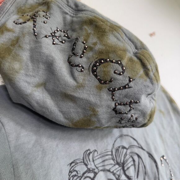 Key Closet Jacket Womens Medium Koi Fish Studded Y2K Hoodie Tattoo Art Asian NEW - Picture 7 of 10